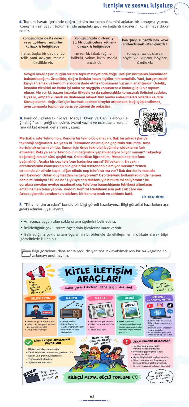 6. Sınıf Türkçe Ders Kitabı Cevapları Meb Yayınları 2. Kitap Sayfa 63 Çözüm Görseli
