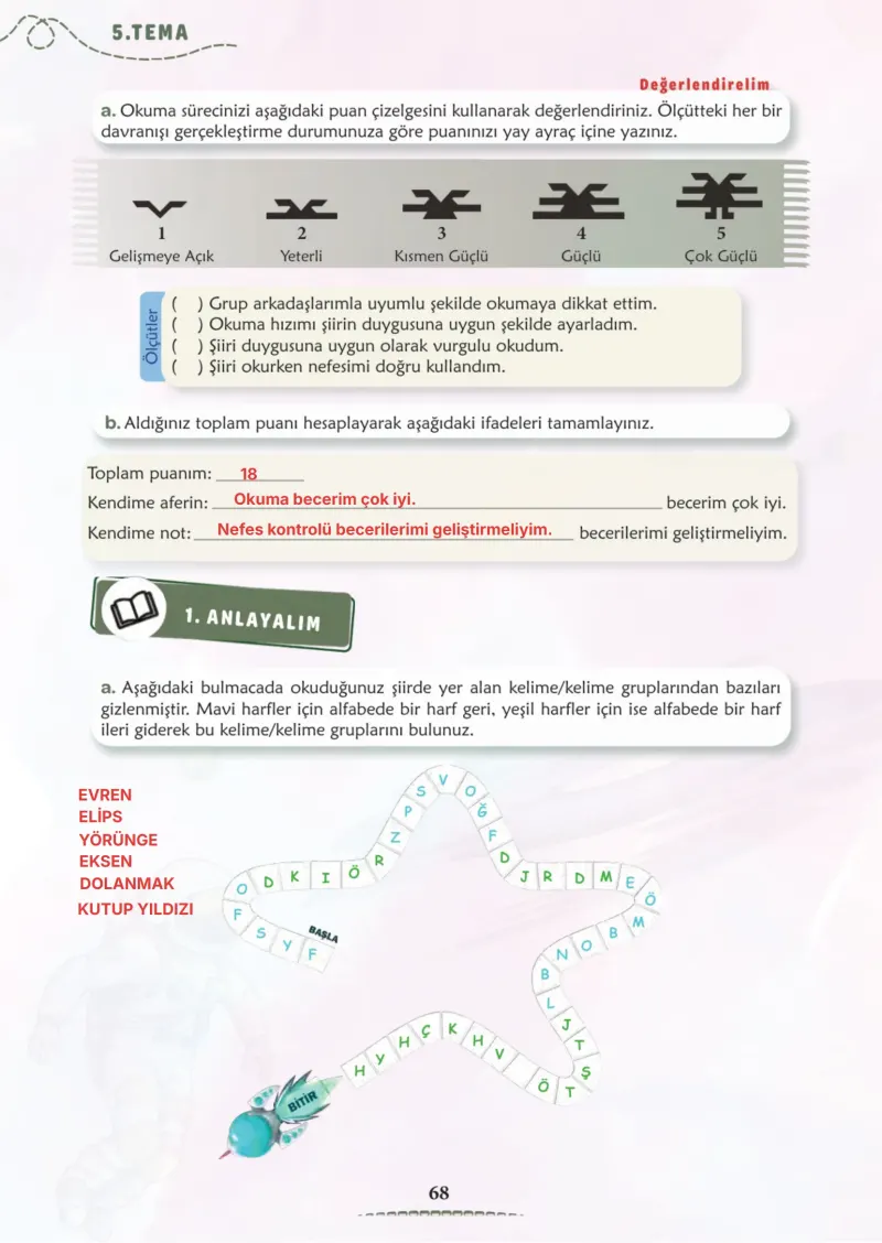 6. Sınıf Türkçe Ders Kitabı Cevapları Meb Yayınları 2. Kitap Sayfa 68 Çözüm Görseli