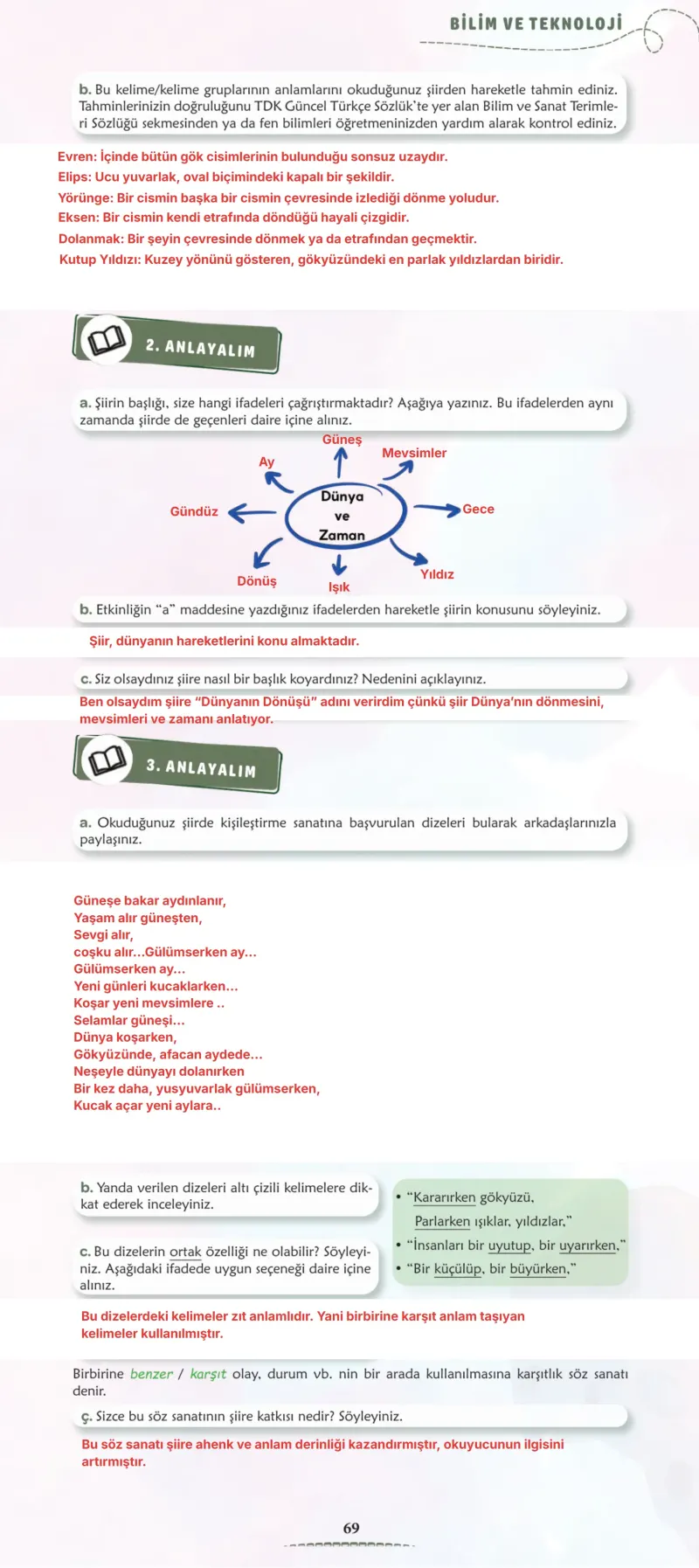 6. Sınıf Türkçe Ders Kitabı Cevapları Meb Yayınları 2. Kitap Sayfa 69 Çözüm Görseli