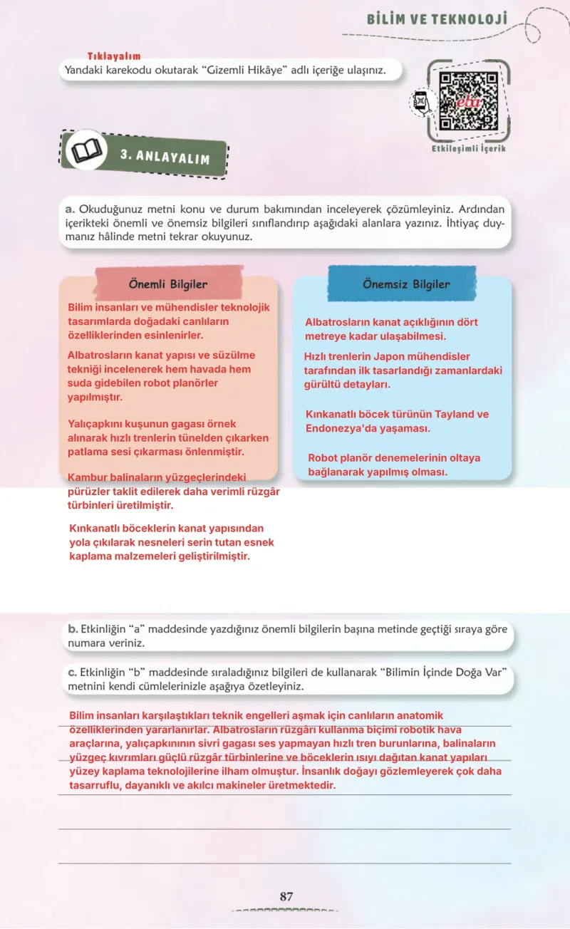 6. Sınıf Türkçe Ders Kitabı Cevapları Meb Yayınları 2. Kitap Sayfa 87 Çözüm Görseli