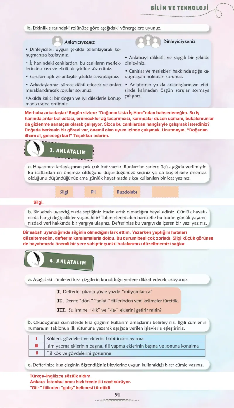 6. Sınıf Türkçe Ders Kitabı Cevapları Meb Yayınları 2. Kitap Sayfa 91 Çözüm Görseli
