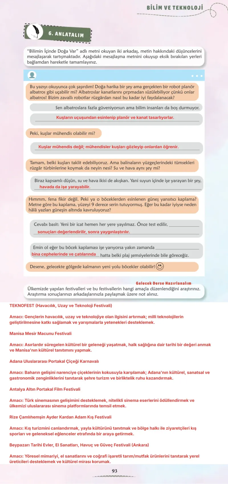 6. Sınıf Türkçe Ders Kitabı Cevapları Meb Yayınları 2. Kitap Sayfa 93 Çözüm Görseli