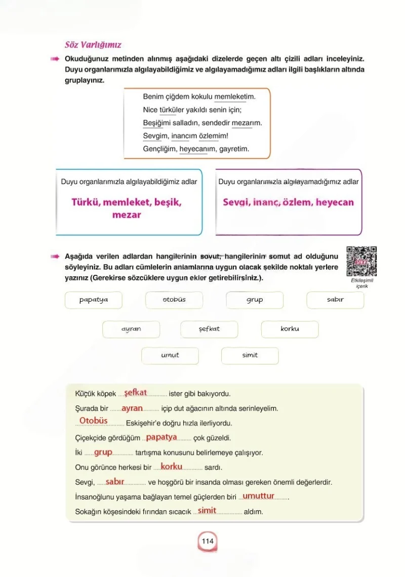6. Sınıf Türkçe Ders Kitabı Cevapları Yıldırım Yayınları Sayfa 114 Çözüm Görseli
