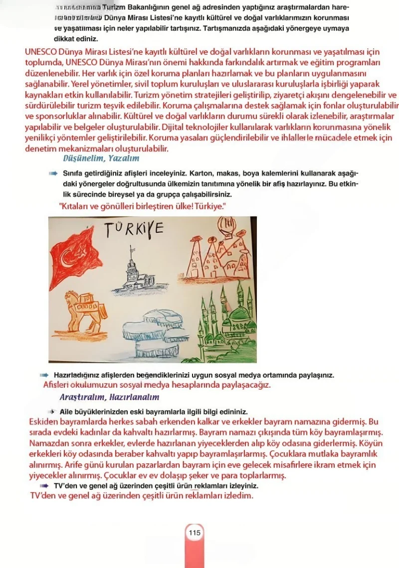 6. Sınıf Türkçe Ders Kitabı Cevapları Yıldırım Yayınları Sayfa 115 Çözüm Görseli
