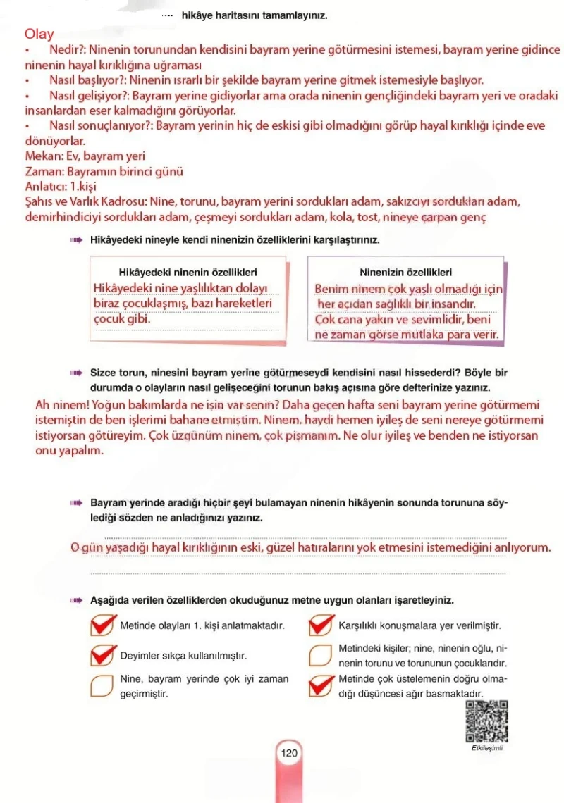 6. Sınıf Türkçe Ders Kitabı Cevapları Yıldırım Yayınları Sayfa 120 Çözüm Görseli
