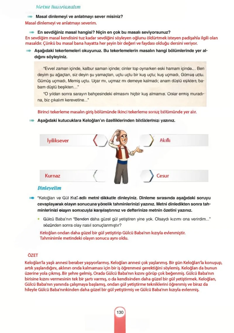 6. Sınıf Türkçe Ders Kitabı Cevapları Yıldırım Yayınları Sayfa 130 Çözüm Görseli