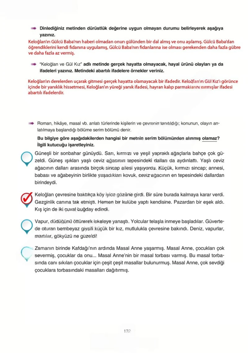 6. Sınıf Türkçe Ders Kitabı Cevapları Yıldırım Yayınları Sayfa 132 Çözüm Görseli
