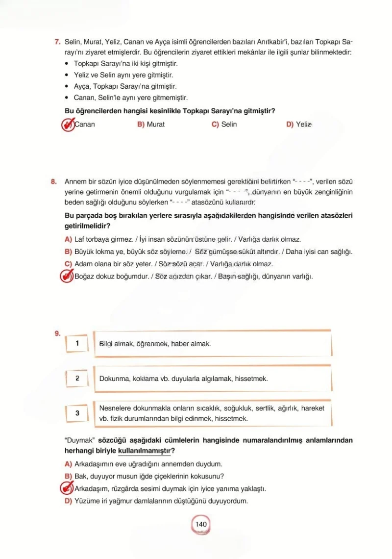6. Sınıf Türkçe Ders Kitabı Cevapları Yıldırım Yayınları Sayfa 140 Çözüm Görseli