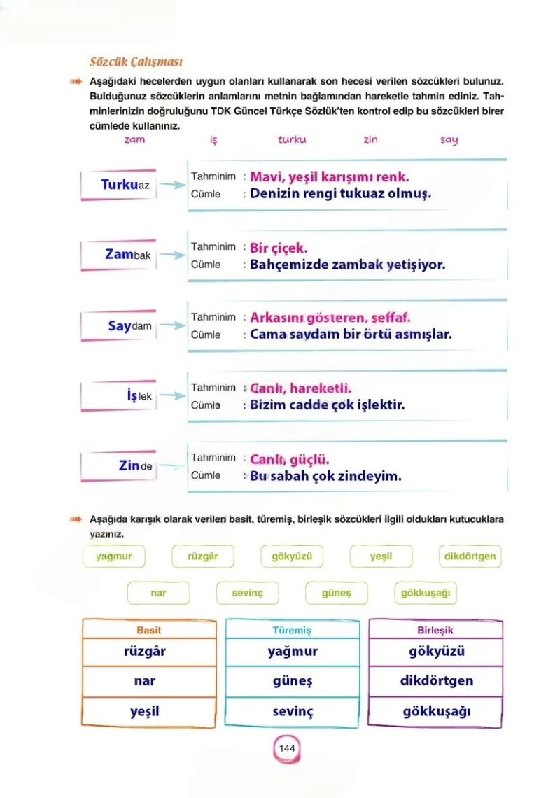 6. Sınıf Türkçe Ders Kitabı Cevapları Yıldırım Yayınları Sayfa 144 Çözüm Görseli