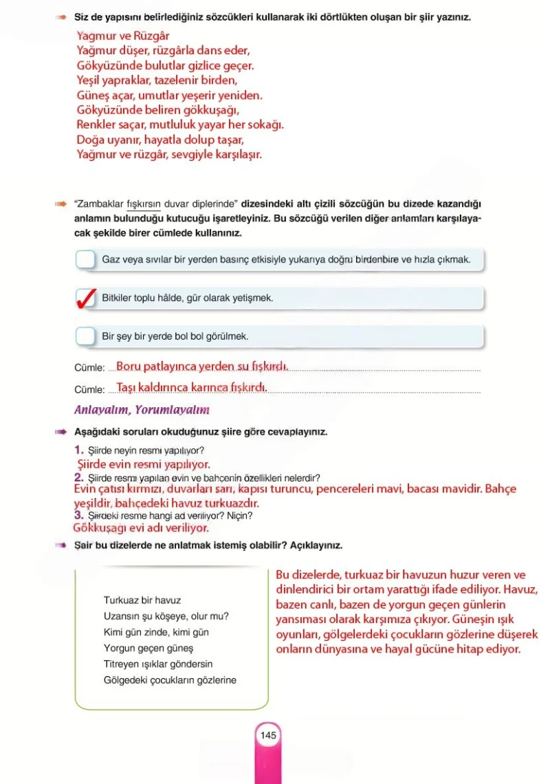 6. Sınıf Türkçe Ders Kitabı Cevapları Yıldırım Yayınları Sayfa 145 Çözüm Görseli