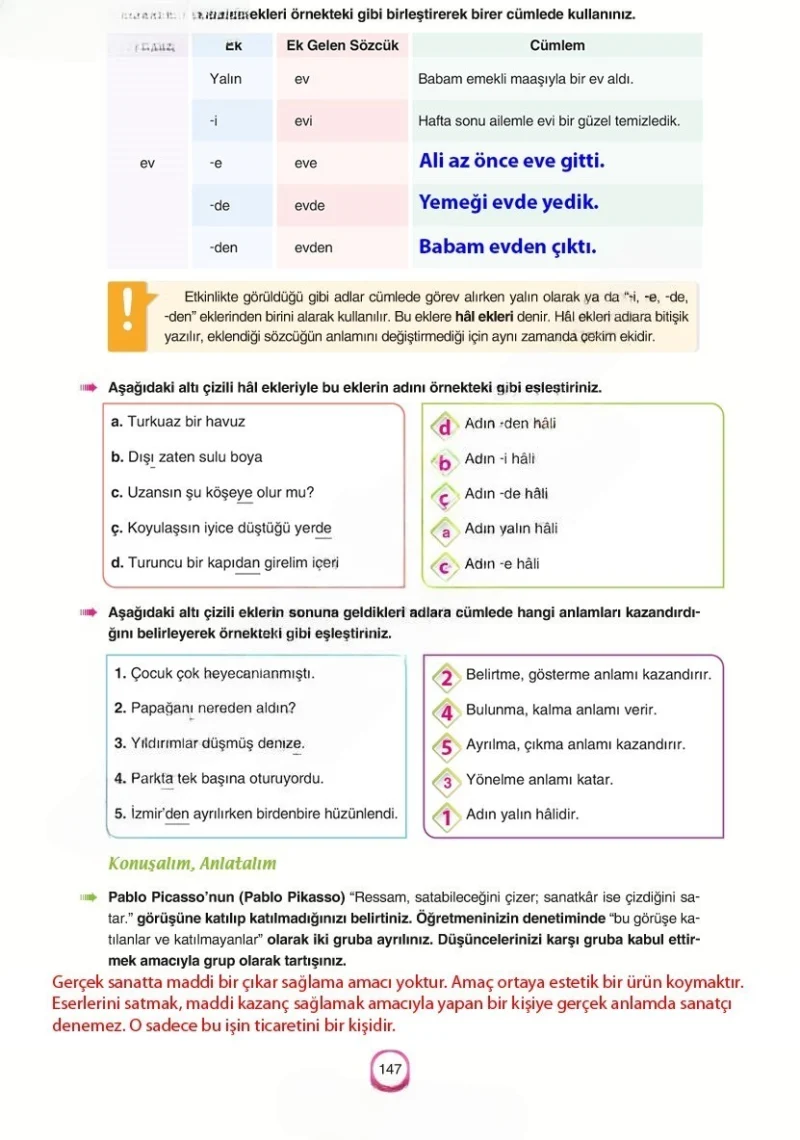 6. Sınıf Türkçe Ders Kitabı Cevapları Yıldırım Yayınları Sayfa 147 Çözüm Görseli