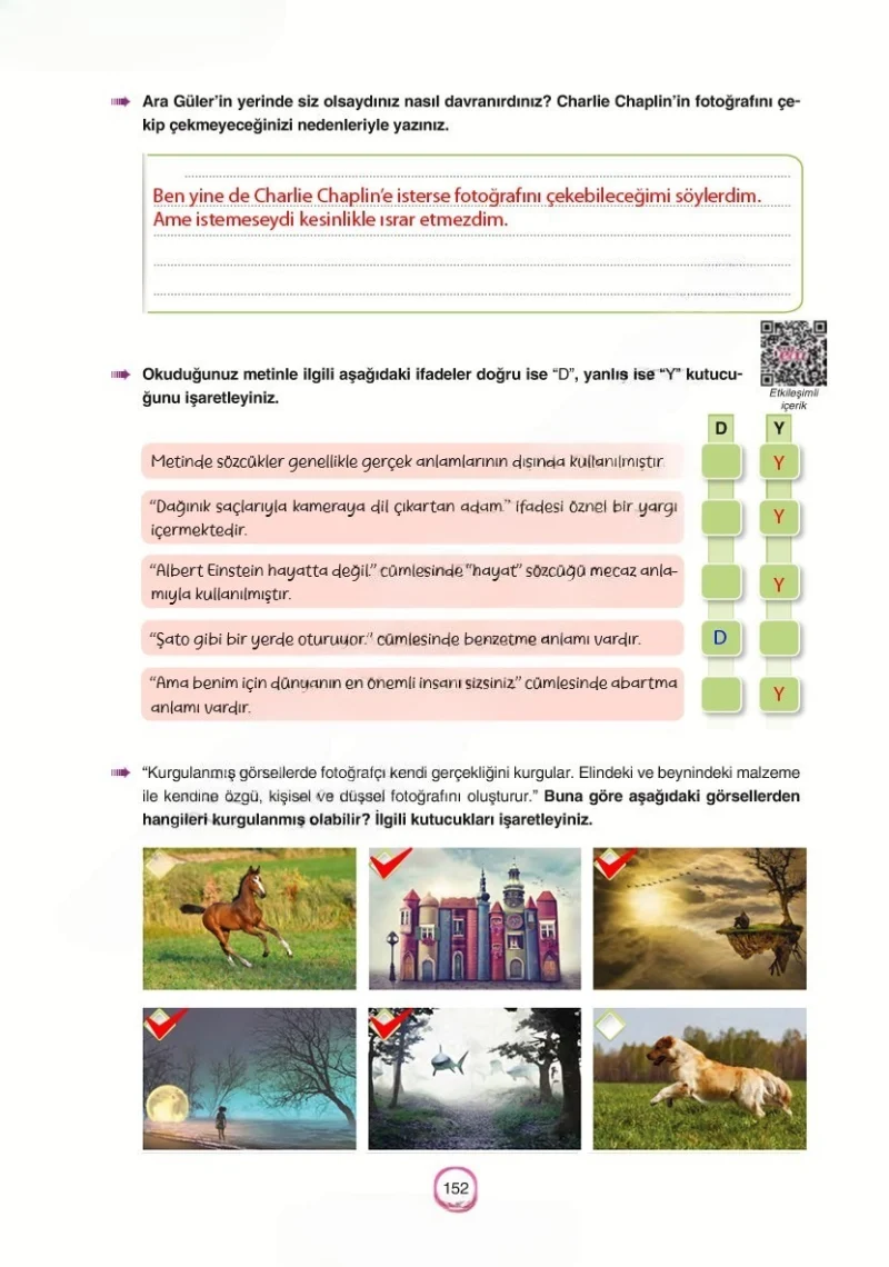 6. Sınıf Türkçe Ders Kitabı Cevapları Yıldırım Yayınları Sayfa 152 Çözüm Görseli