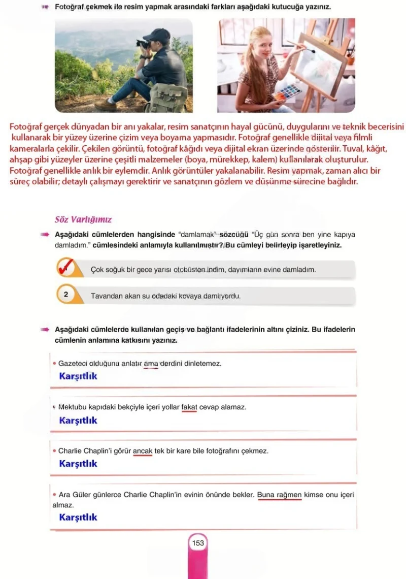 6. Sınıf Türkçe Ders Kitabı Cevapları Yıldırım Yayınları Sayfa 153 Çözüm Görseli