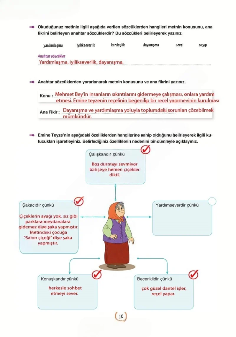 6. Sınıf Türkçe Ders Kitabı Cevapları Yıldırım Yayınları Sayfa 16 Çözüm Görseli