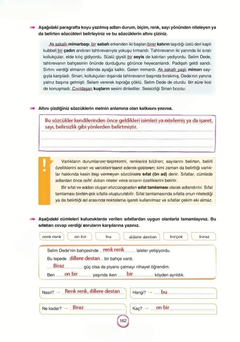 6. Sınıf Türkçe Ders Kitabı Cevapları Yıldırım Yayınları Sayfa 162 Çözüm Görseli