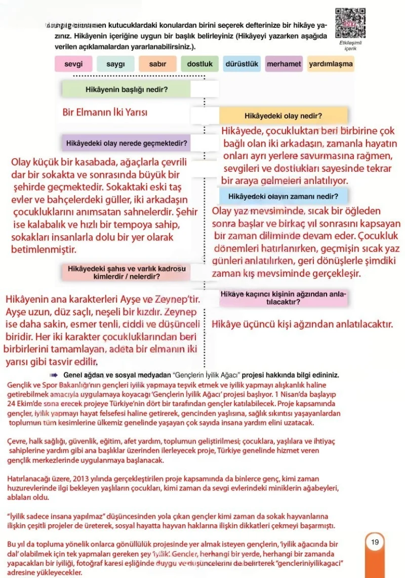 6. Sınıf Türkçe Ders Kitabı Cevapları Yıldırım Yayınları Sayfa 19 Çözüm Görseli