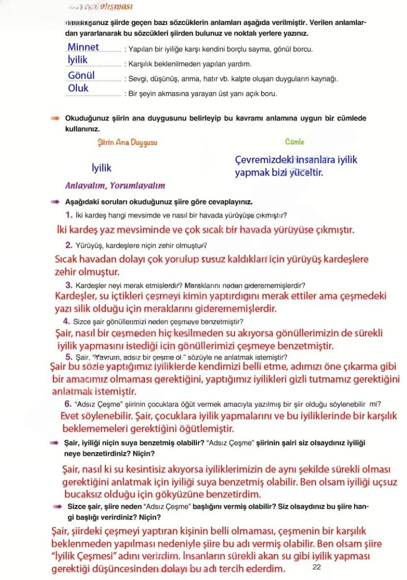 6. Sınıf Türkçe Ders Kitabı Cevapları Yıldırım Yayınları Sayfa 22 Çözüm Görseli