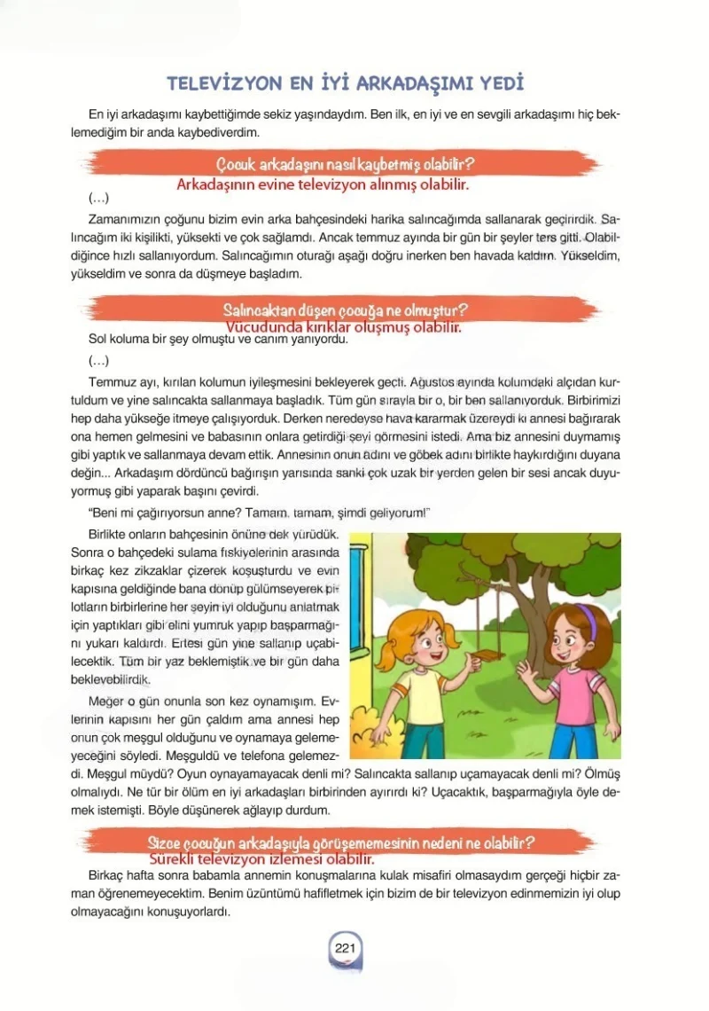 6. Sınıf Türkçe Ders Kitabı Cevapları Yıldırım Yayınları Sayfa 221 Çözüm Görseli