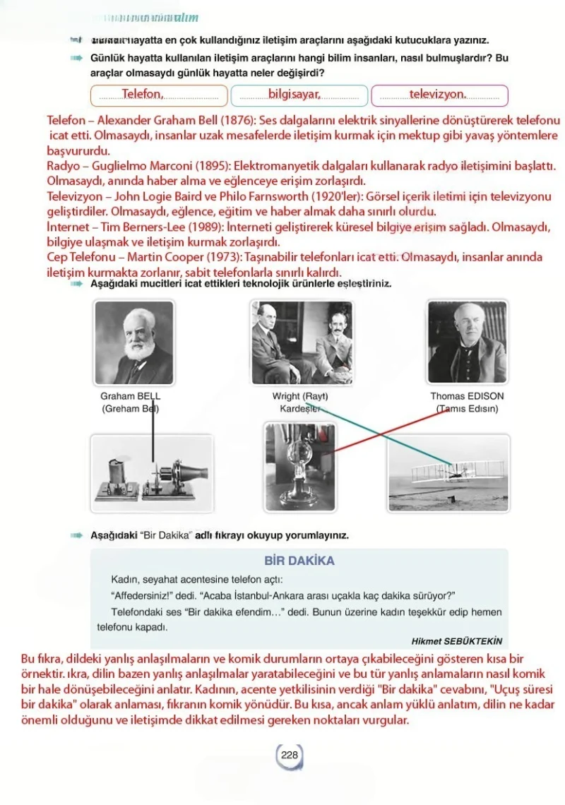 6. Sınıf Türkçe Ders Kitabı Cevapları Yıldırım Yayınları Sayfa 228 Çözüm Görseli