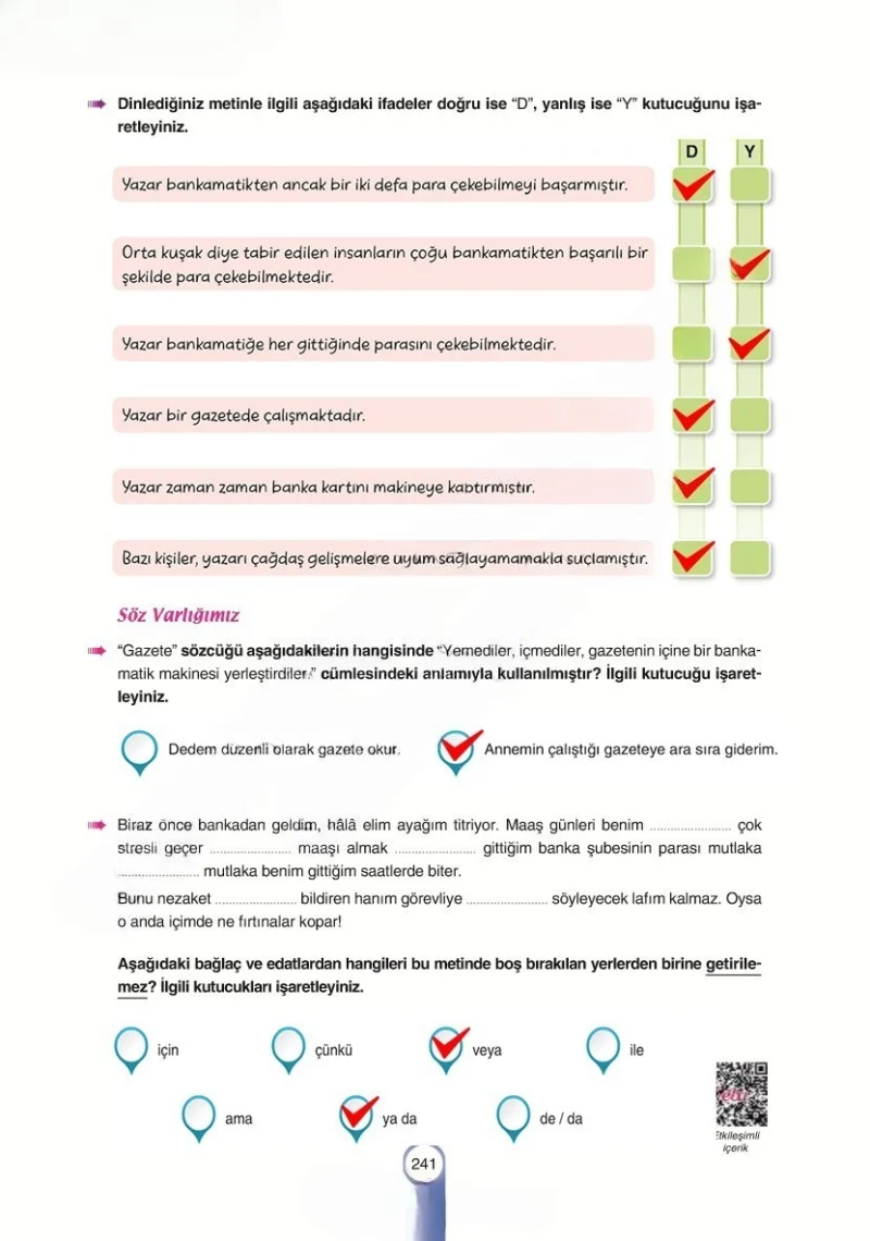 6. Sınıf Türkçe Ders Kitabı Cevapları Yıldırım Yayınları Sayfa 241 Çözüm Görseli