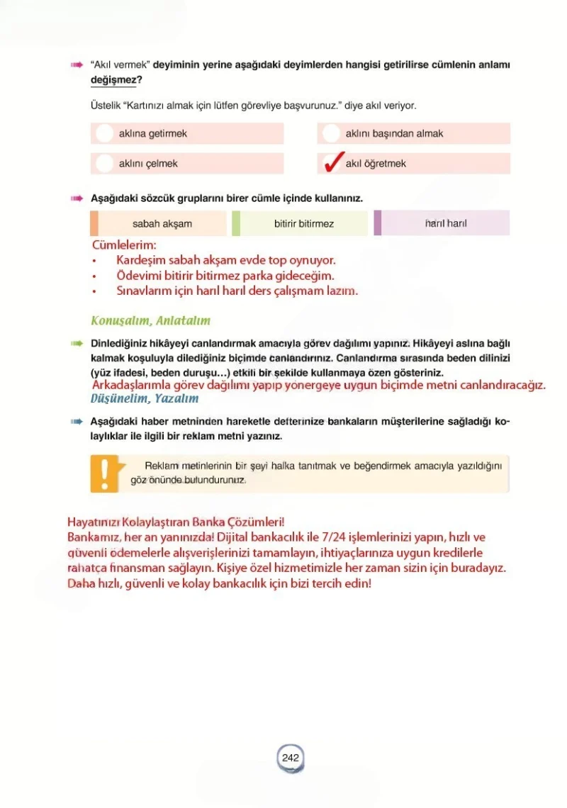 6. Sınıf Türkçe Ders Kitabı Cevapları Yıldırım Yayınları Sayfa 242 Çözüm Görseli