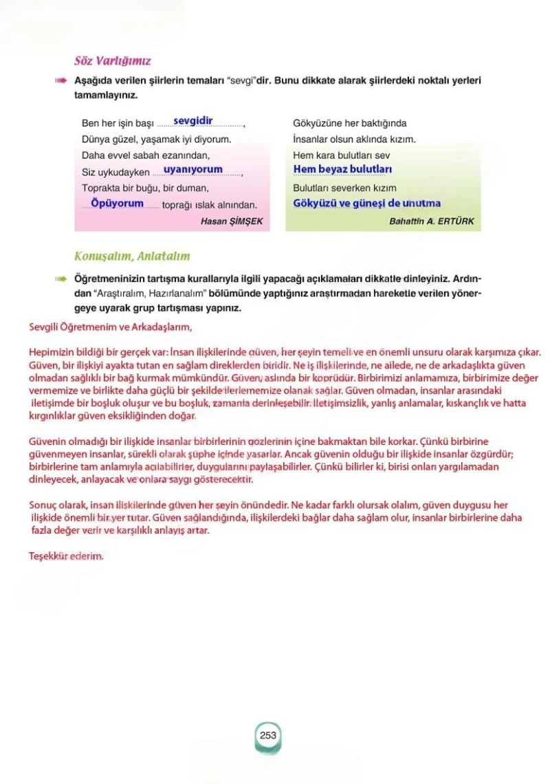 6. Sınıf Türkçe Ders Kitabı Cevapları Yıldırım Yayınları Sayfa 253 Çözüm Görseli