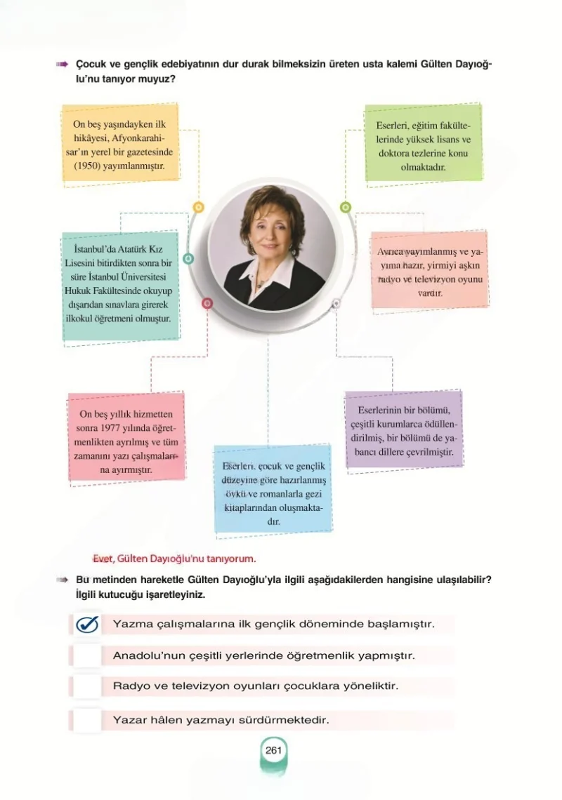 6. Sınıf Türkçe Ders Kitabı Cevapları Yıldırım Yayınları Sayfa 261 Çözüm Görseli