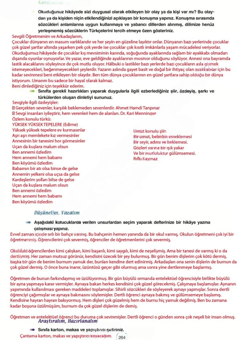 6. Sınıf Türkçe Ders Kitabı Cevapları Yıldırım Yayınları Sayfa 264 Çözüm Görseli