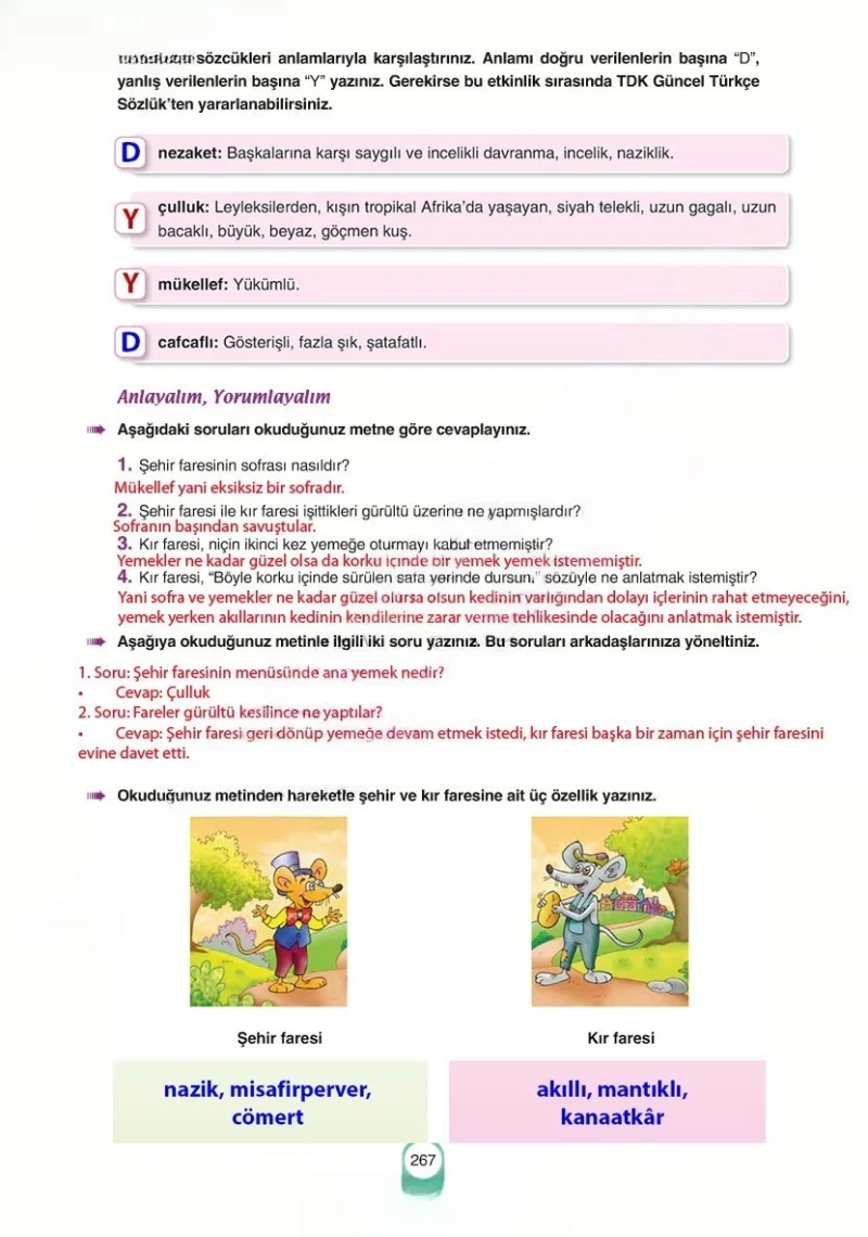 6. Sınıf Türkçe Ders Kitabı Cevapları Yıldırım Yayınları Sayfa 267 Çözüm Görseli