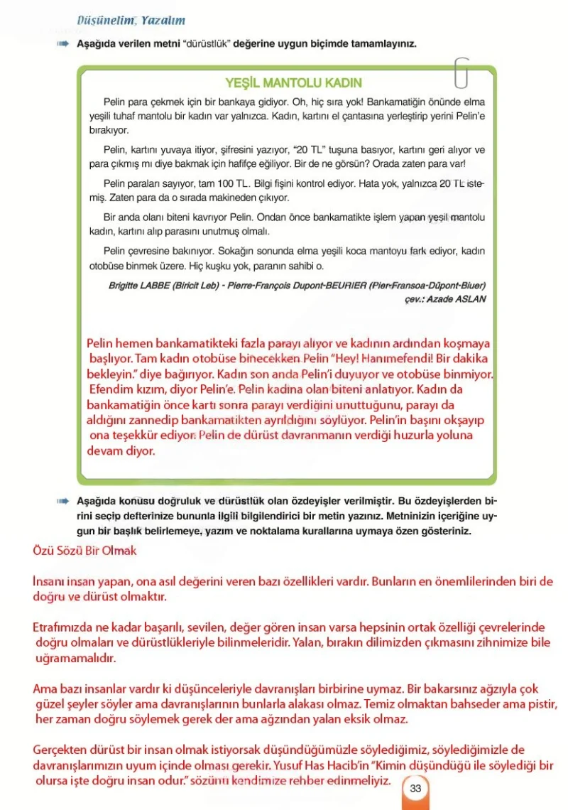6. Sınıf Türkçe Ders Kitabı Cevapları Yıldırım Yayınları Sayfa 33 Çözüm Görseli