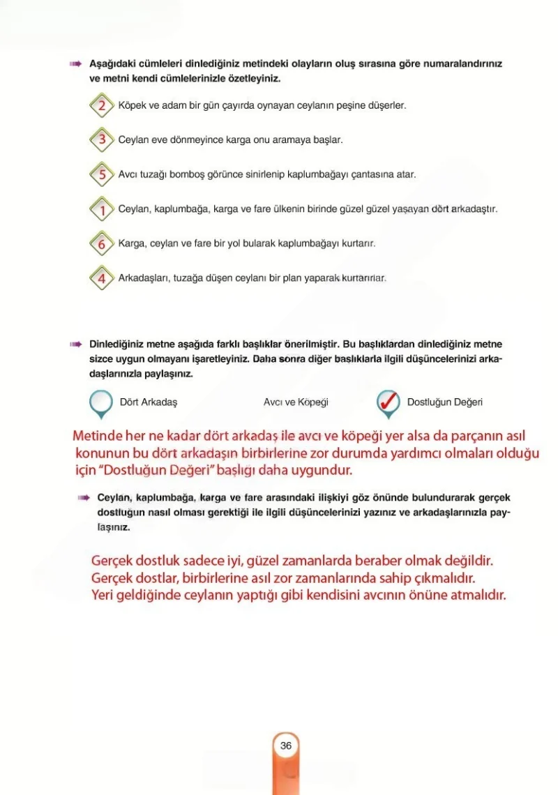 6. Sınıf Türkçe Ders Kitabı Cevapları Yıldırım Yayınları Sayfa 36 Çözüm Görseli