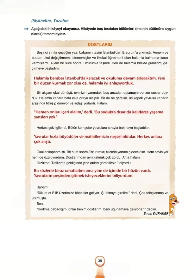 6. Sınıf Türkçe Ders Kitabı Cevapları Yıldırım Yayınları Sayfa 38 Çözüm Görseli