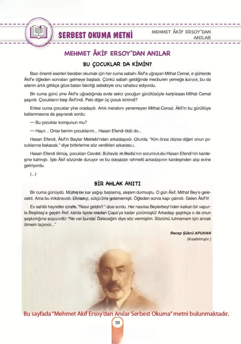 6. Sınıf Türkçe Ders Kitabı Cevapları Yıldırım Yayınları Sayfa 39 Çözüm Görseli