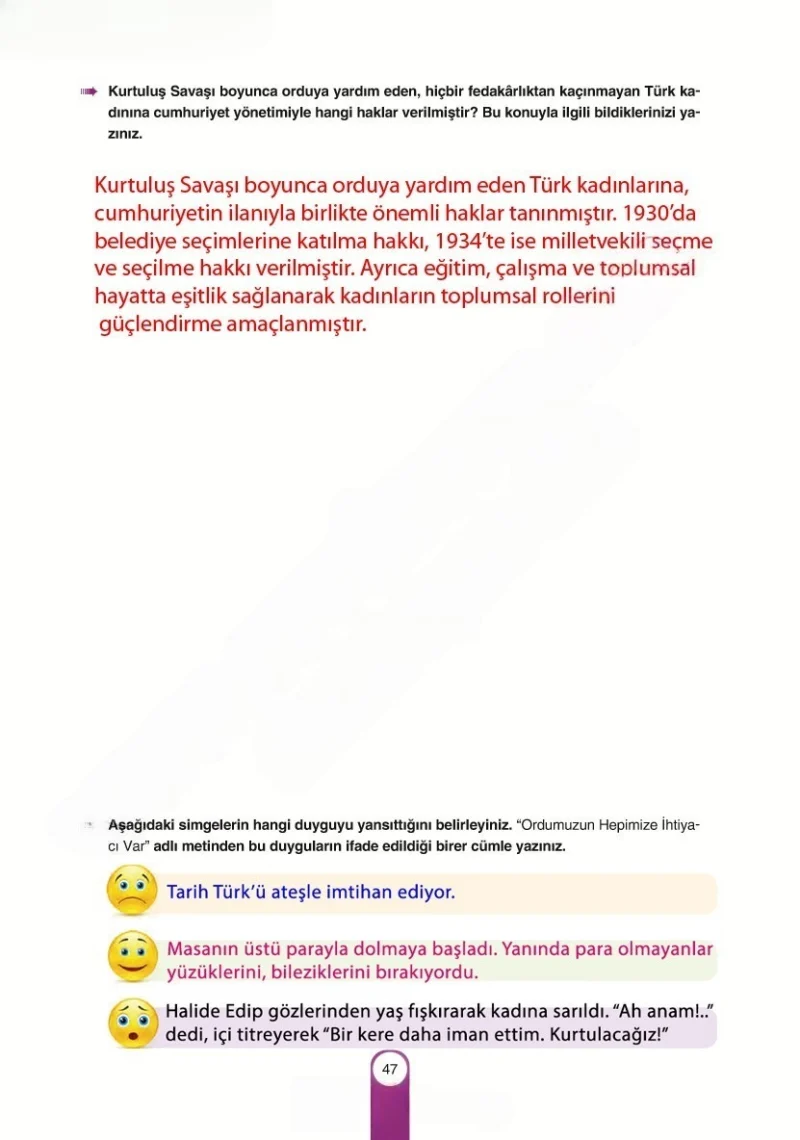 6. Sınıf Türkçe Ders Kitabı Cevapları Yıldırım Yayınları Sayfa 47 Çözüm Görseli