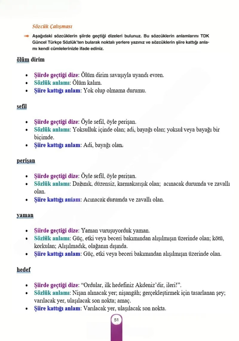 6. Sınıf Türkçe Ders Kitabı Cevapları Yıldırım Yayınları Sayfa 51 Çözüm Görseli