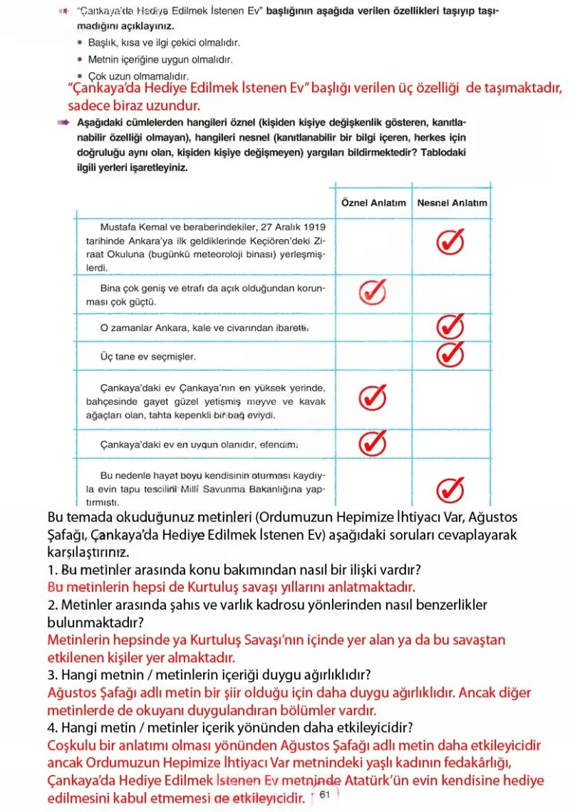 6. Sınıf Türkçe Ders Kitabı Cevapları Yıldırım Yayınları Sayfa 61 Çözüm Görseli
