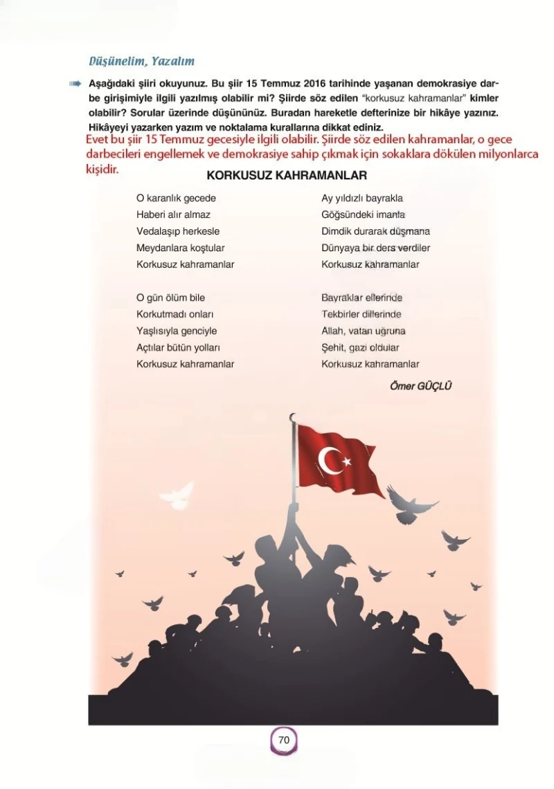 6. Sınıf Türkçe Ders Kitabı Cevapları Yıldırım Yayınları Sayfa 70 Çözüm Görseli