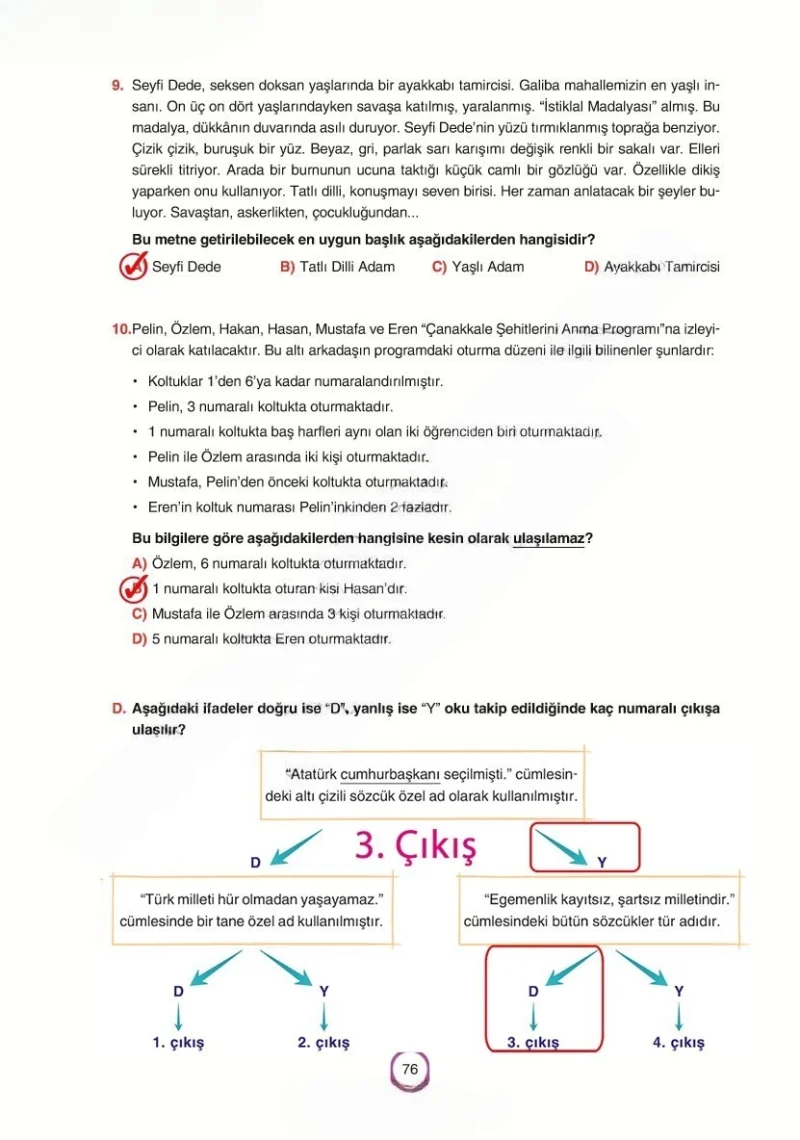 6. Sınıf Türkçe Ders Kitabı Cevapları Yıldırım Yayınları Sayfa 76 Çözüm Görseli