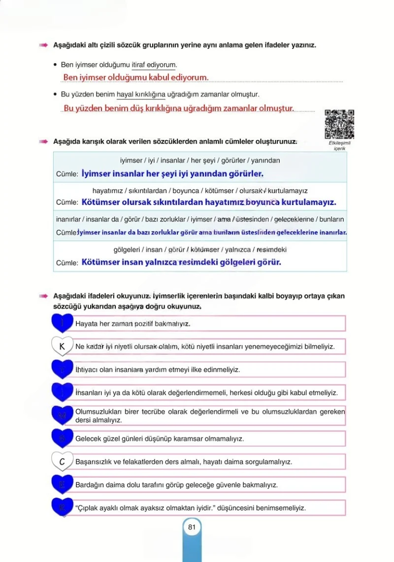 6. Sınıf Türkçe Ders Kitabı Cevapları Yıldırım Yayınları Sayfa 81 Çözüm Görseli