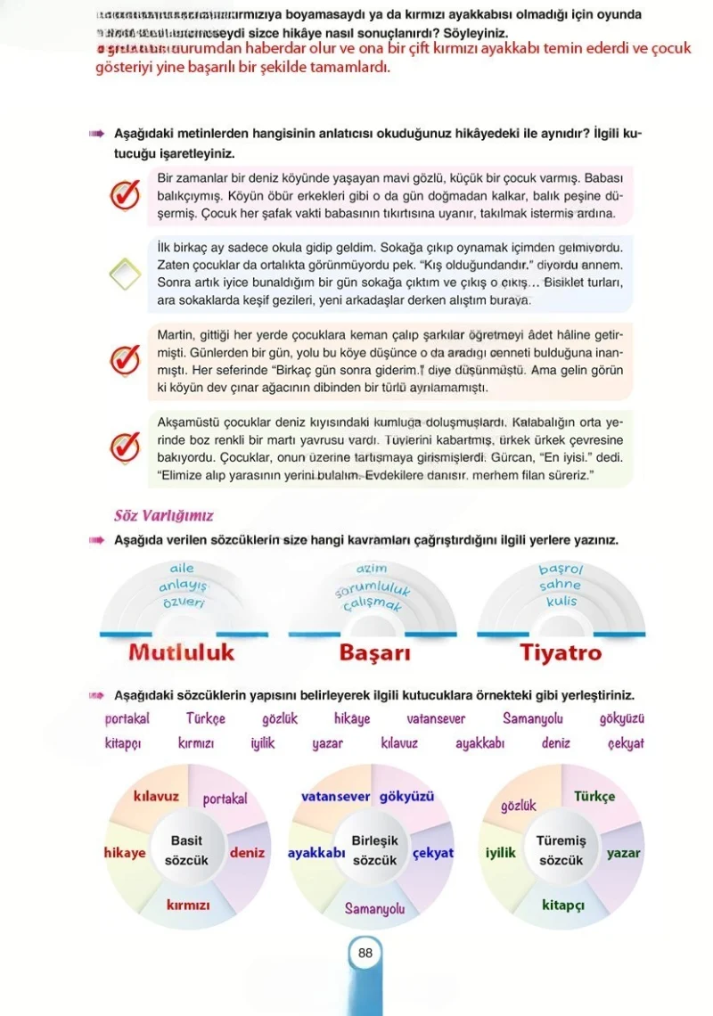 6. Sınıf Türkçe Ders Kitabı Cevapları Yıldırım Yayınları Sayfa 88 Çözüm Görseli
