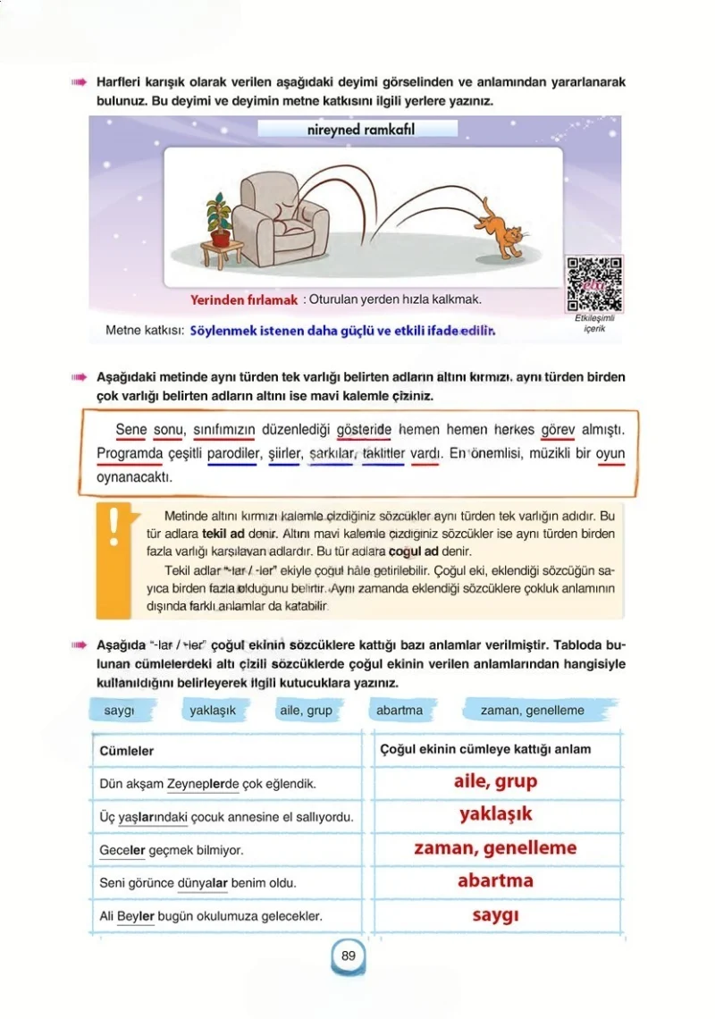 6. Sınıf Türkçe Ders Kitabı Cevapları Yıldırım Yayınları Sayfa 89 Çözüm Görseli