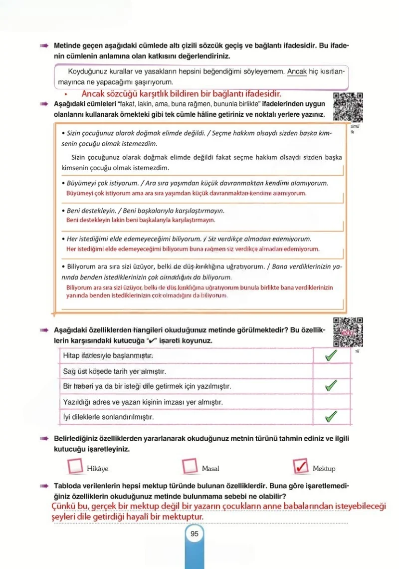 6. Sınıf Türkçe Ders Kitabı Cevapları Yıldırım Yayınları Sayfa 95 Çözüm Görseli