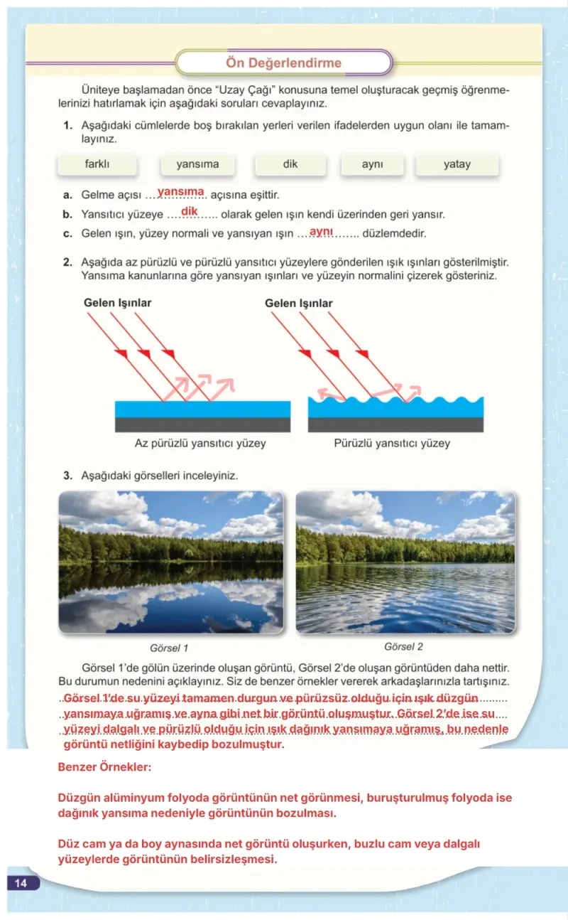 7. Sınıf Fen Bilimleri Ders Kitabı Cevapları Meb Yayınları 1. Kitap Sayfa 14 Çözüm Görseli