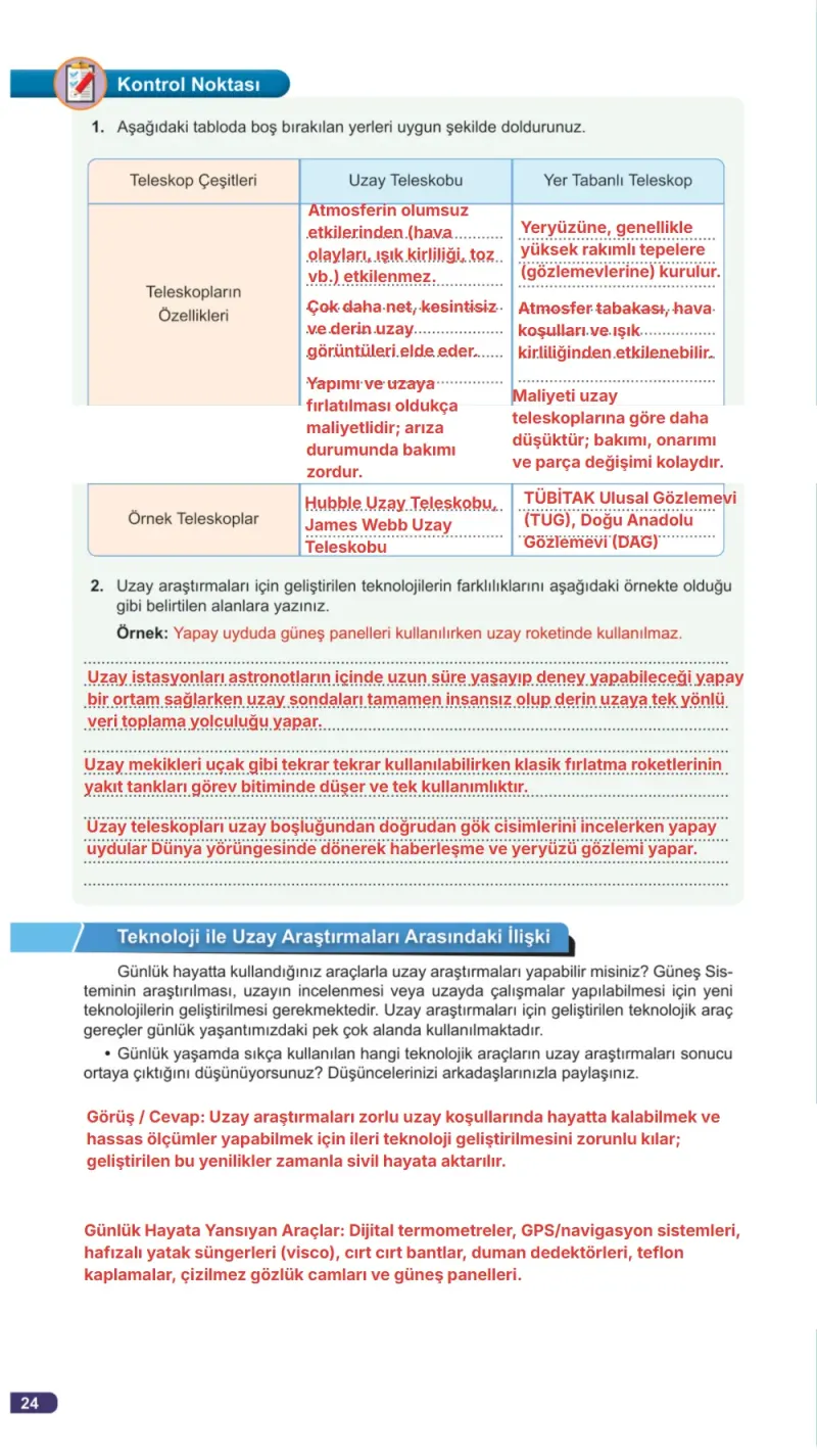 7. Sınıf Fen Bilimleri Ders Kitabı Cevapları Meb Yayınları 1. Kitap Sayfa 24 Çözüm Görseli