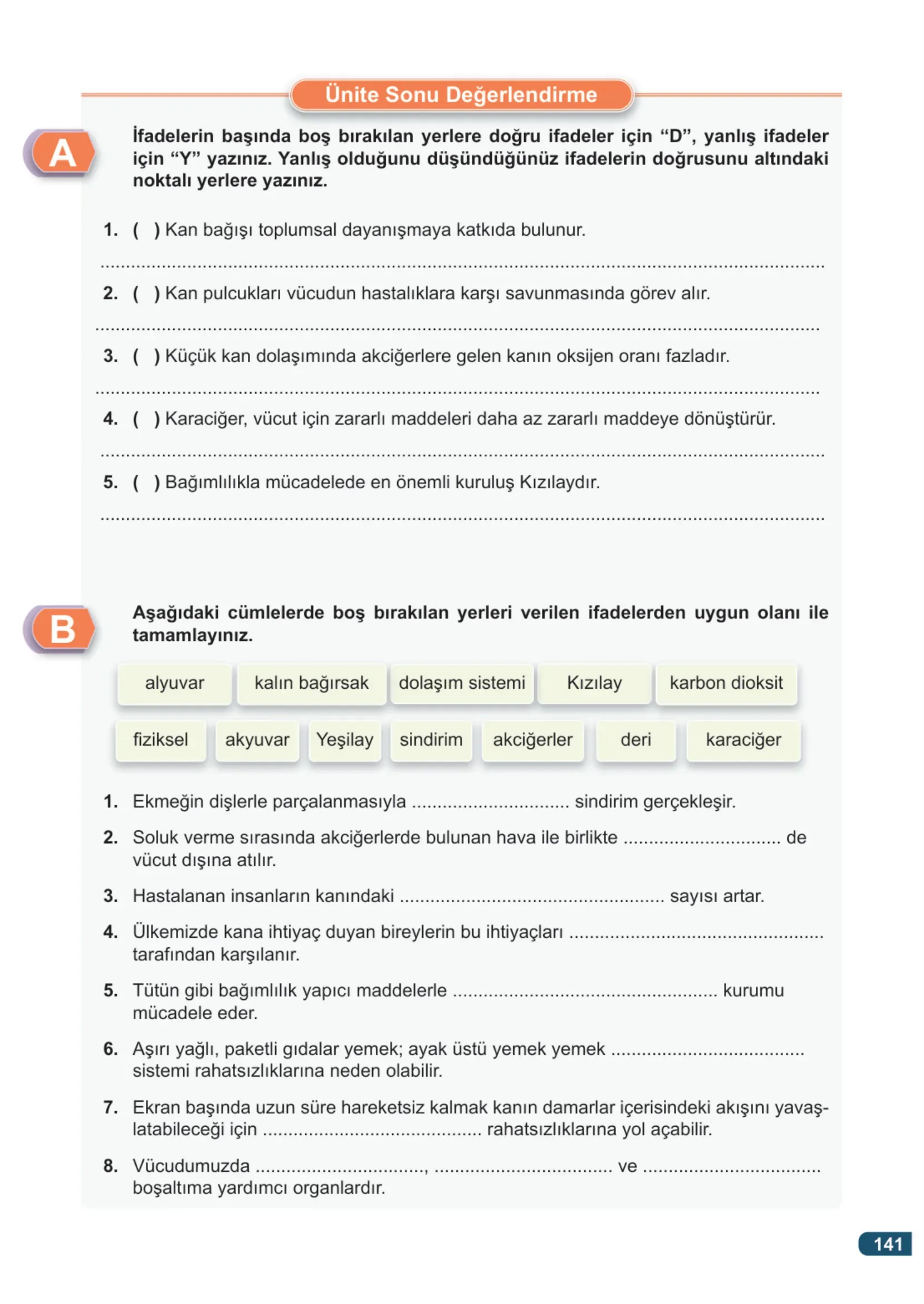 7. Sınıf Fen Bilimleri Ders Kitabı Cevapları Meb Yayınları 1. Kitap Sayfa 141