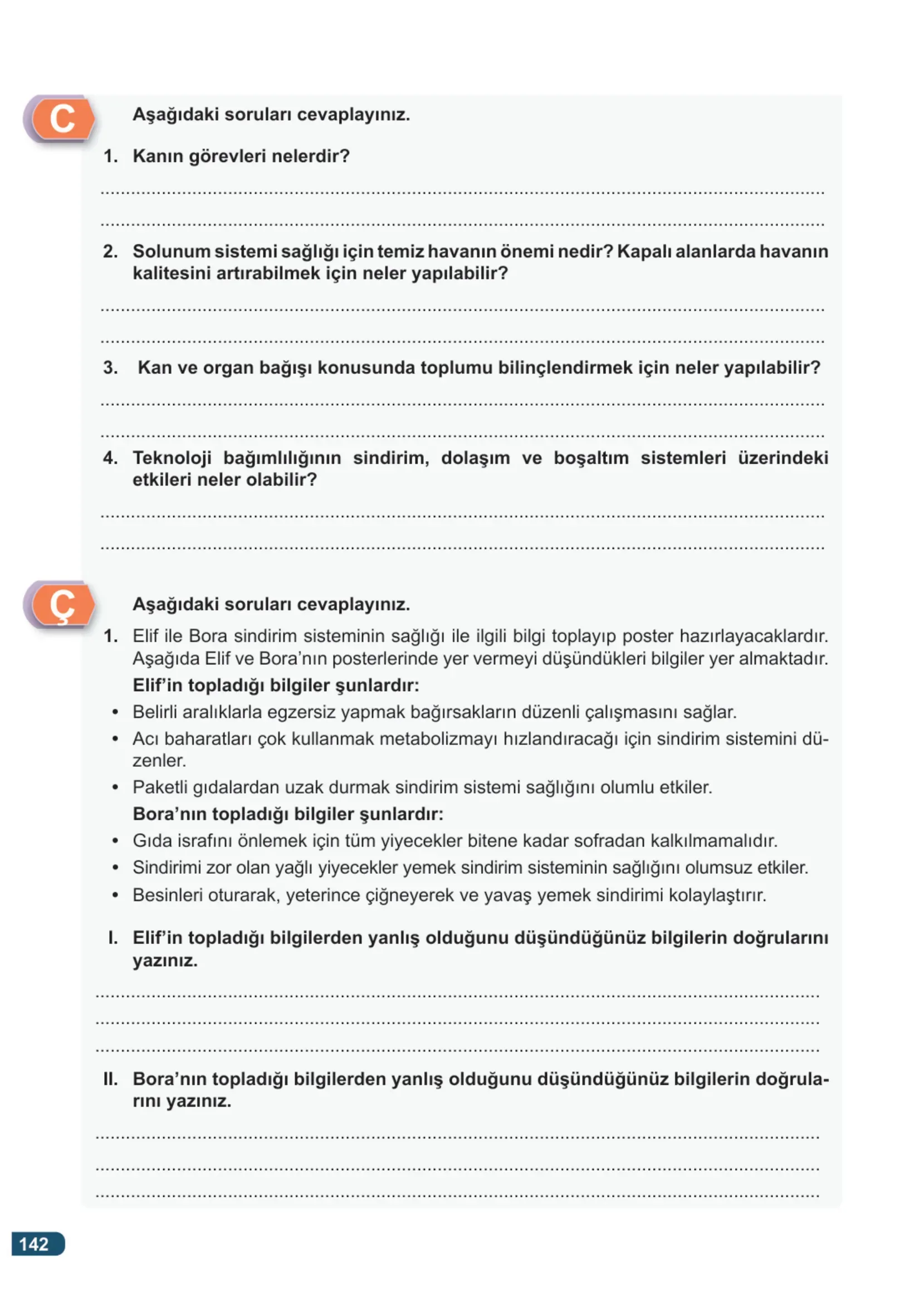 7. Sınıf Fen Bilimleri Ders Kitabı Cevapları Meb Yayınları 1. Kitap Sayfa 142