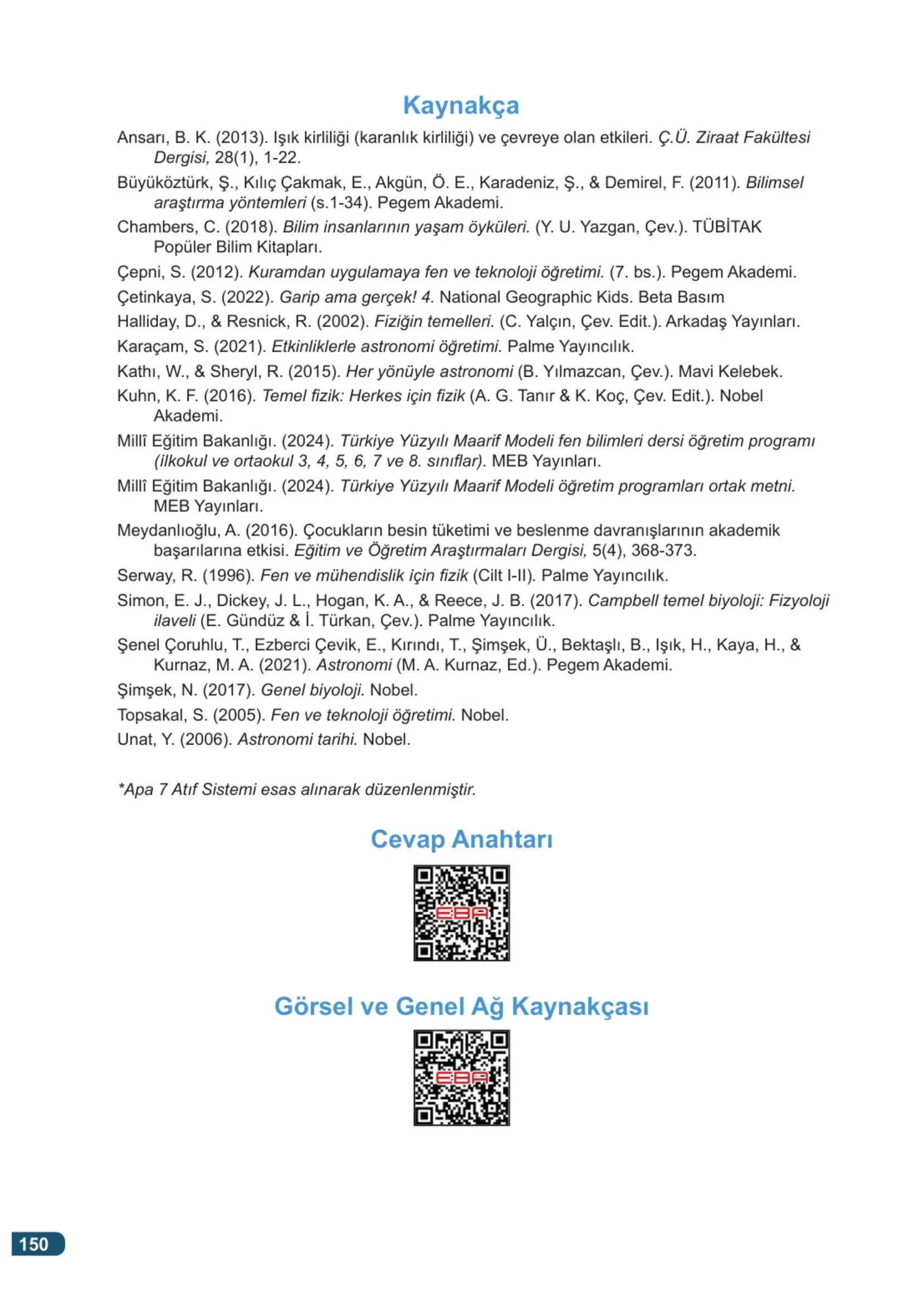 7. Sınıf Fen Bilimleri Ders Kitabı Cevapları Meb Yayınları 1. Kitap Sayfa 150