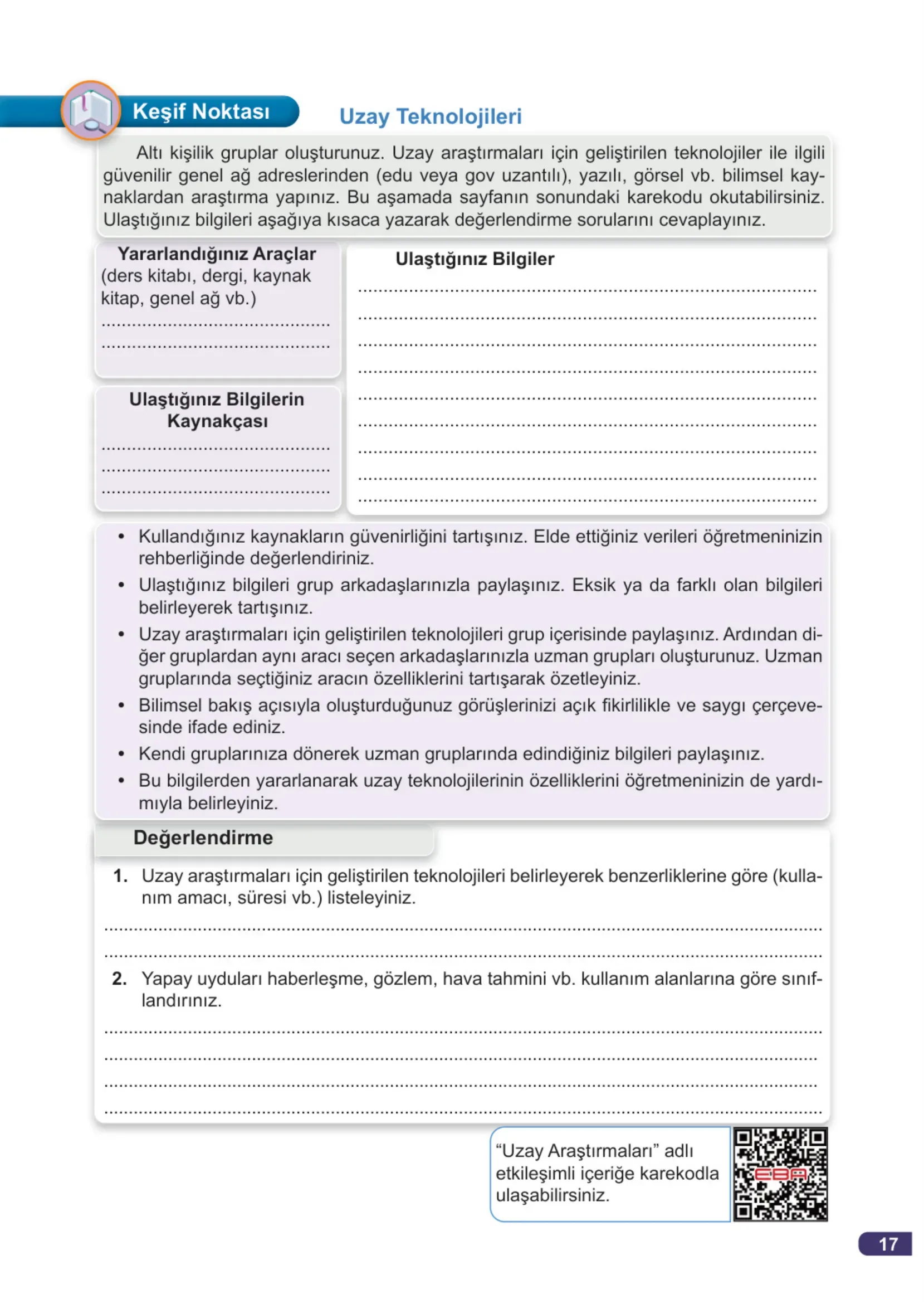 7. Sınıf Fen Bilimleri Ders Kitabı Cevapları Meb Yayınları 1. Kitap Sayfa 17
