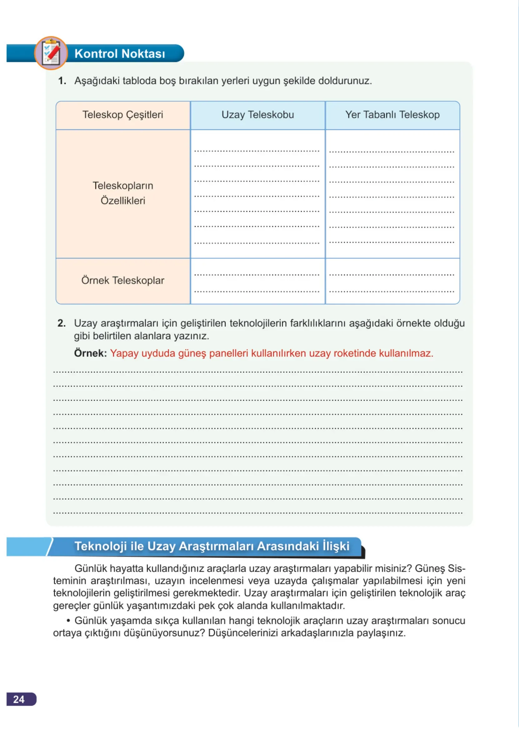 7. Sınıf Fen Bilimleri Ders Kitabı Cevapları Meb Yayınları 1. Kitap Sayfa 24