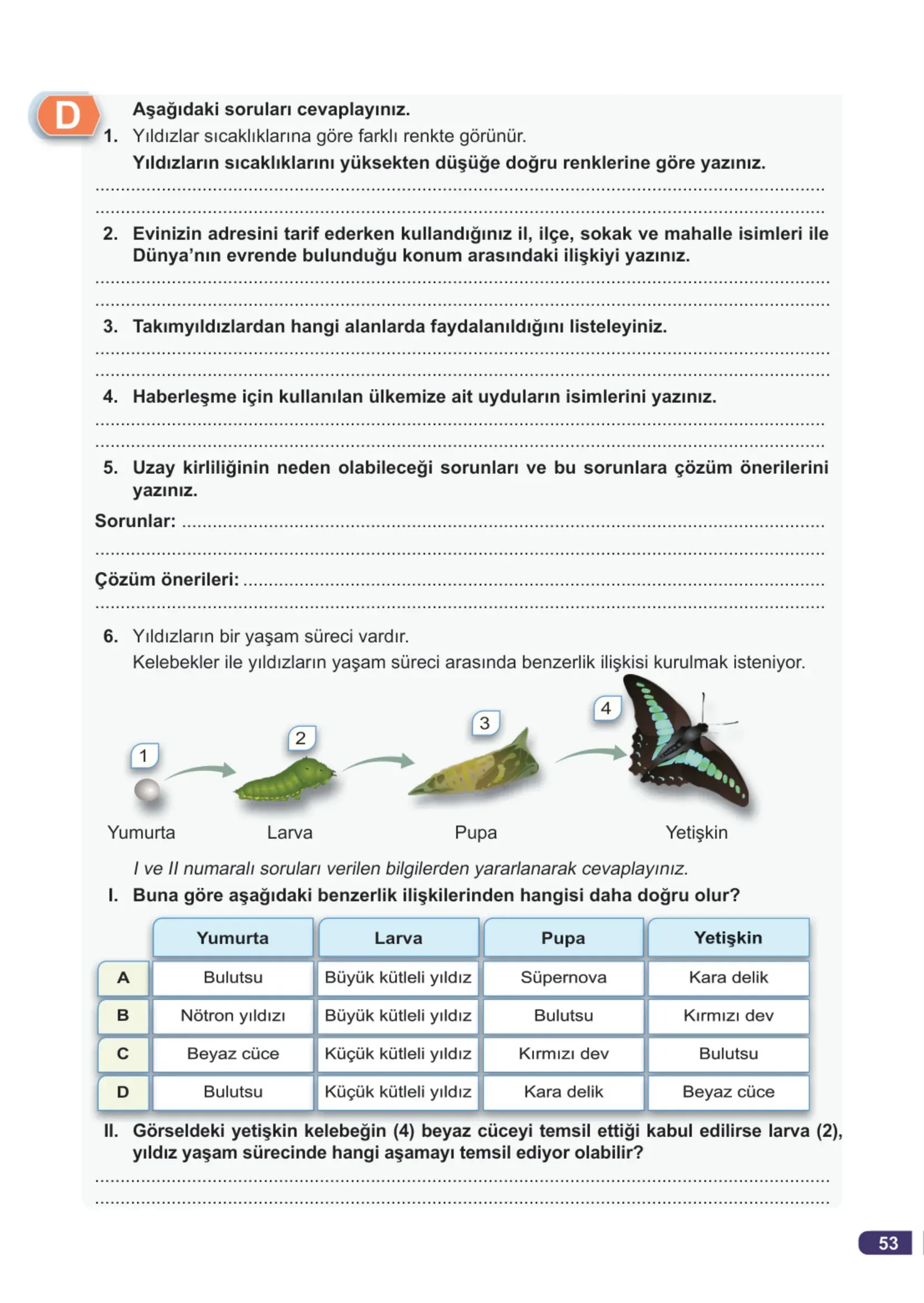 7. Sınıf Fen Bilimleri Ders Kitabı Cevapları Meb Yayınları 1. Kitap Sayfa 53